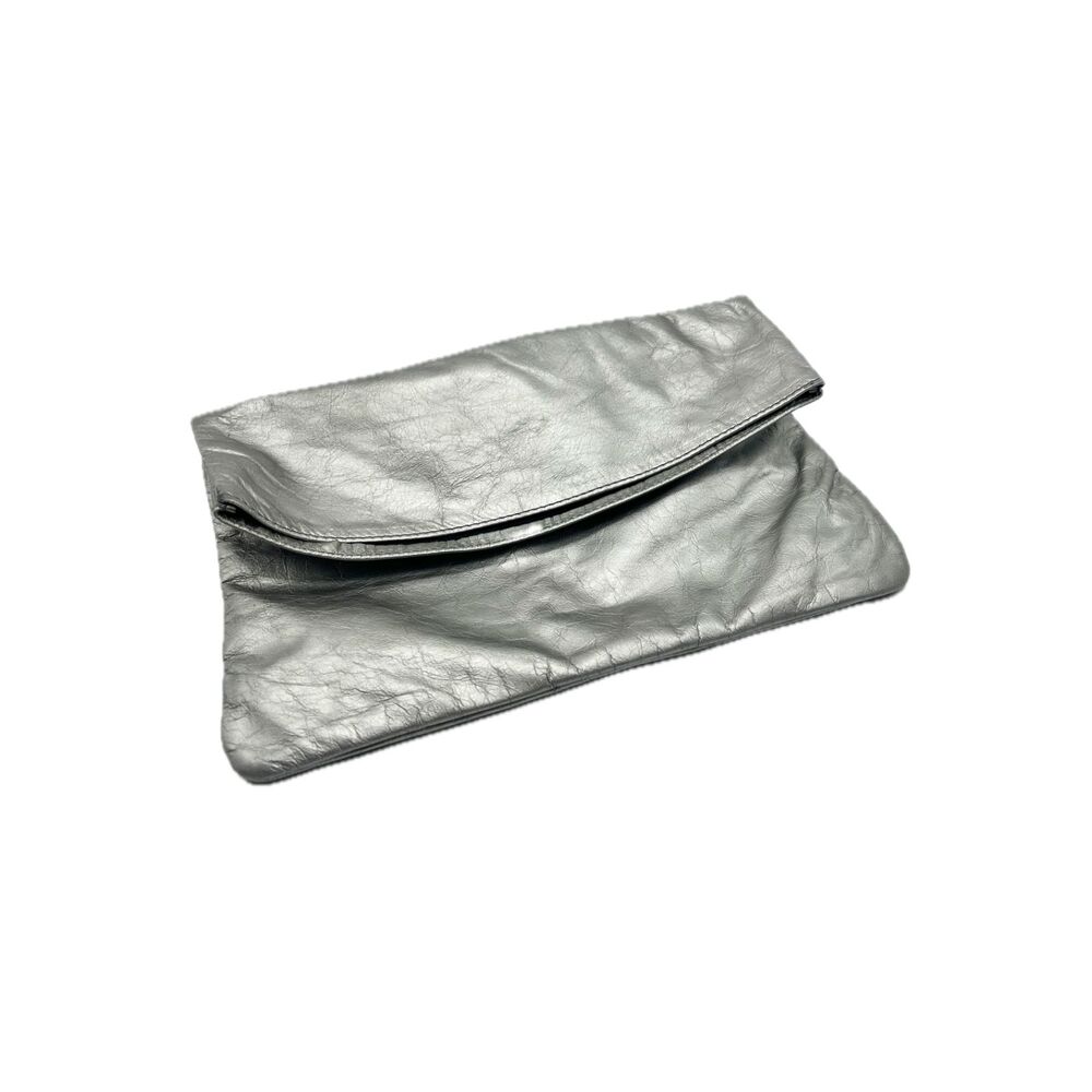 1980's Metallic Pewter Foldover Clutch